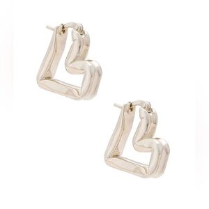 Bottega Veneta Heart Hoop Silver Geometric Earrings